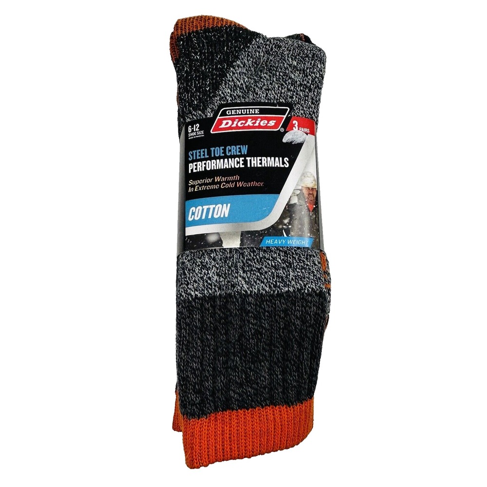 Dickies Steel Toe Crew Performance‎ Thermals Socks COTTON Blend 3 Pack Size 6-12
